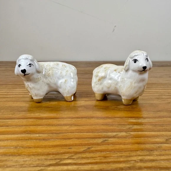 Vintage Lamb Salt & Pepper Shakers | Ceramic Sheep Figurines | Cottagecore - Picture 2 of 8